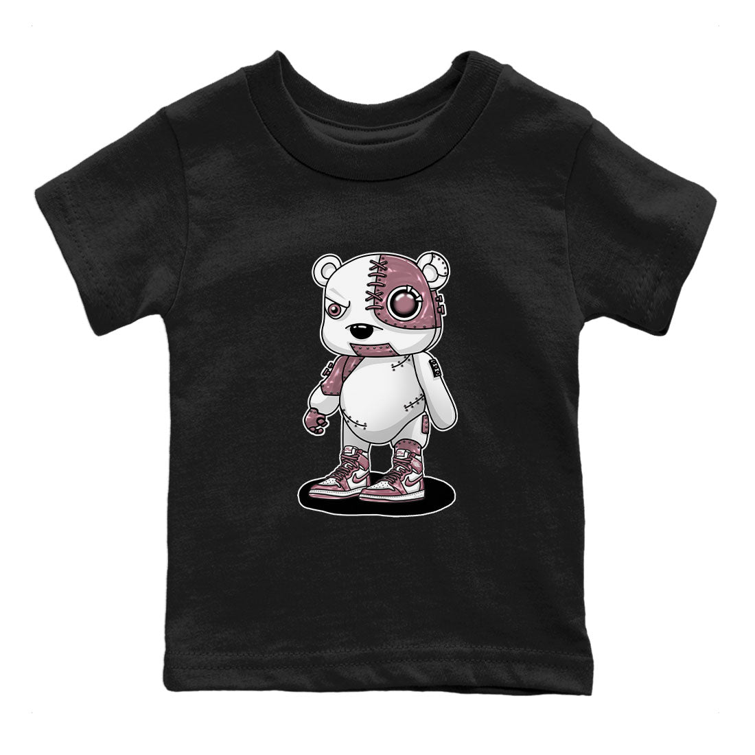 Air Jordan 1 Mauve shirt to match jordans Cyborg Bear sneaker tees AJ1 Mauve SNRT Sneaker Tees Sneaker Matching Clothing Brand Baby Toddler Black 2 T-Shirt