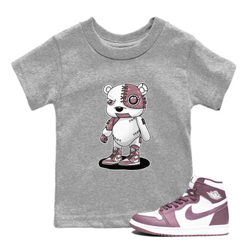 Air Jordan 1 Mauve shirt to match jordans Cyborg Bear sneaker tees AJ1 Mauve SNRT Sneaker Tees Sneaker Matching Clothing Brand Baby Toddler Heather Grey 1 T-Shirt