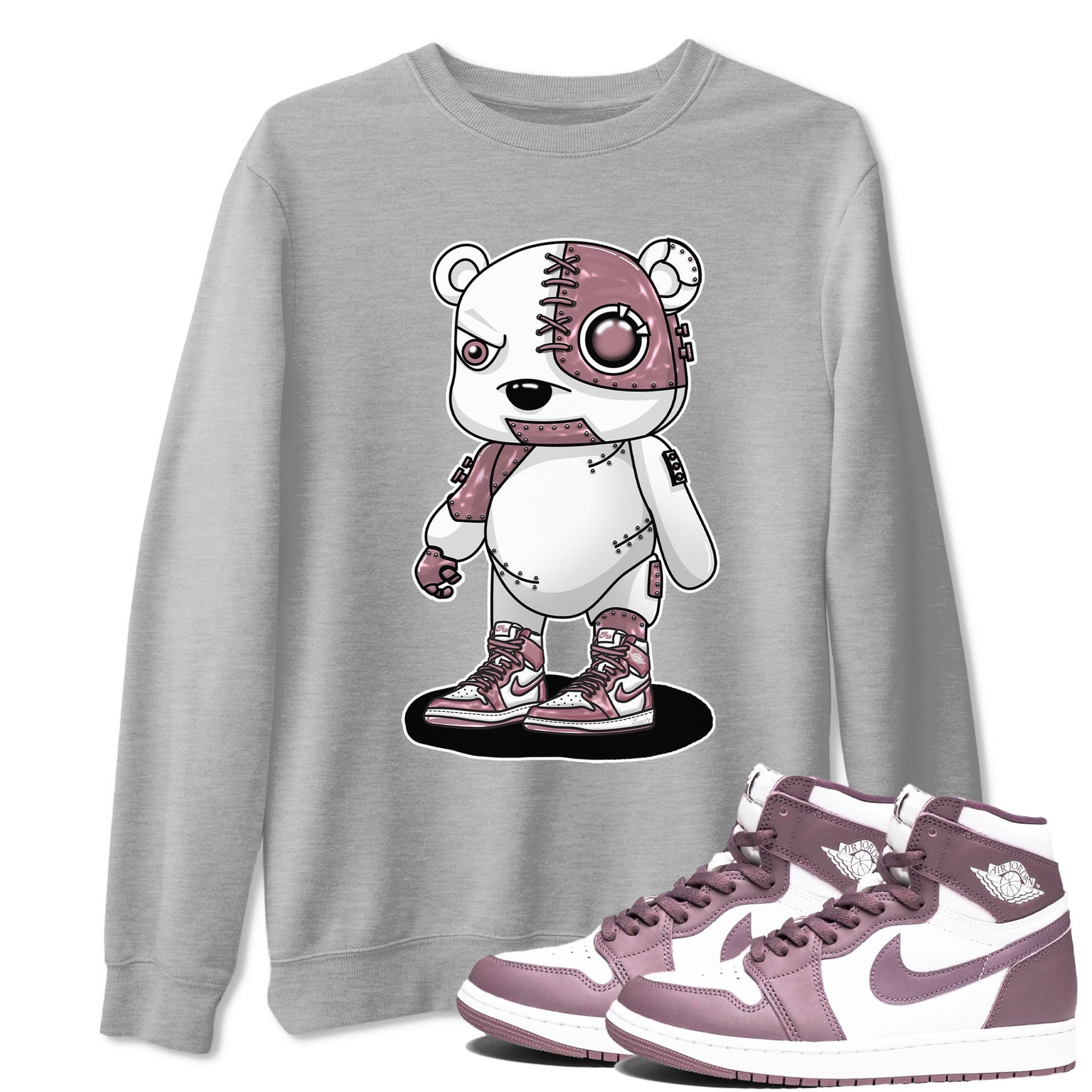 Air Jordan 1 Mauve shirt to match jordans Cyborg Bear sneaker tees AJ1 Mauve SNRT Sneaker Tees Sneaker Matching Clothing Brand Unisex Sneaker Tee Heather Grey 1 T-Shirt