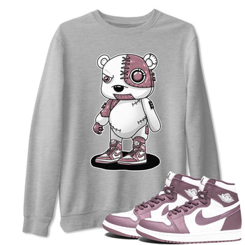 Air Jordan 1 Mauve shirt to match jordans Cyborg Bear sneaker tees AJ1 Mauve SNRT Sneaker Tees Sneaker Matching Clothing Brand Unisex Sneaker Tee Heather Grey 1 T-Shirt