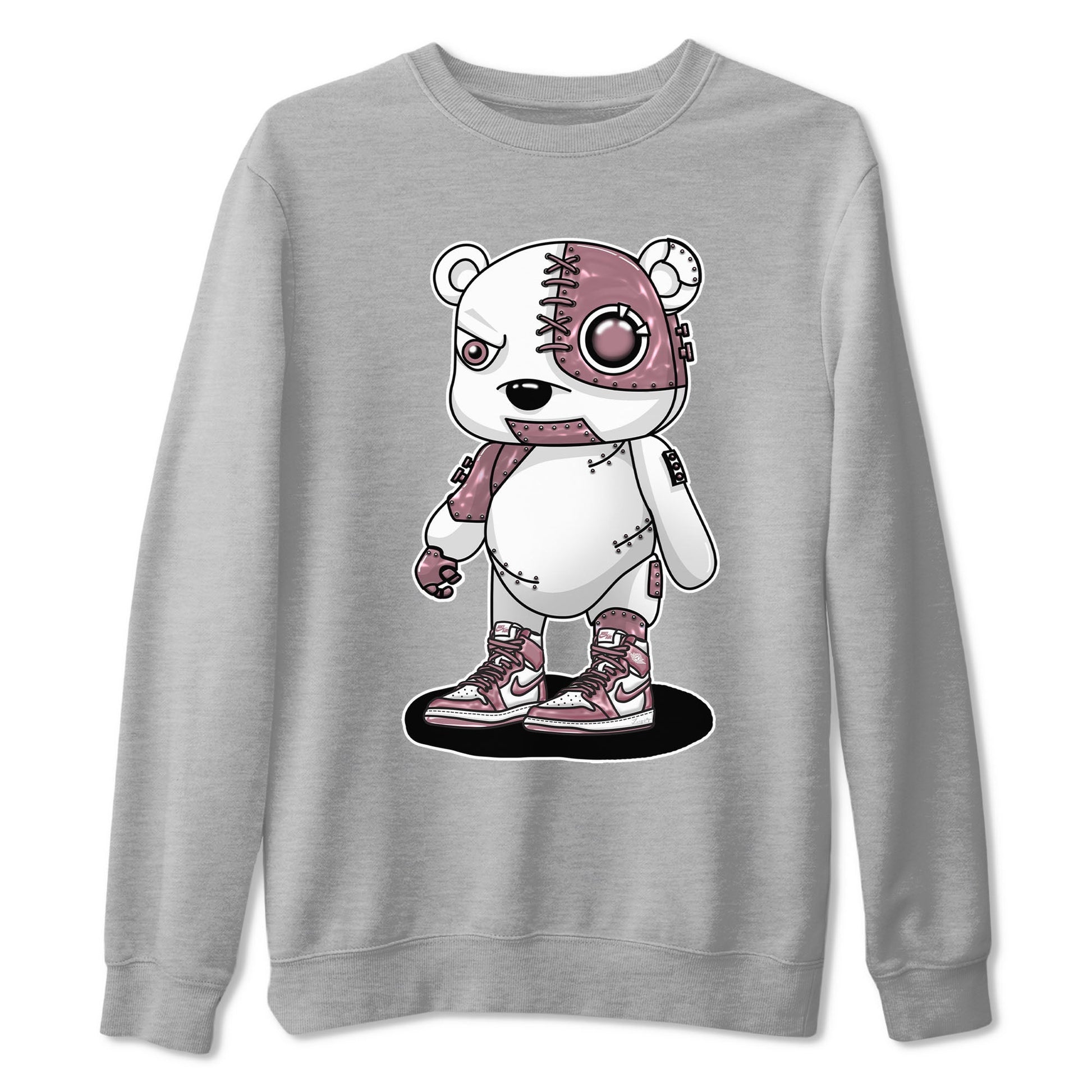 Air Jordan 1 Mauve shirt to match jordans Cyborg Bear sneaker tees AJ1 Mauve SNRT Sneaker Tees Sneaker Matching Clothing Brand Unisex Sneaker Tee Heather Grey 2 T-Shirt