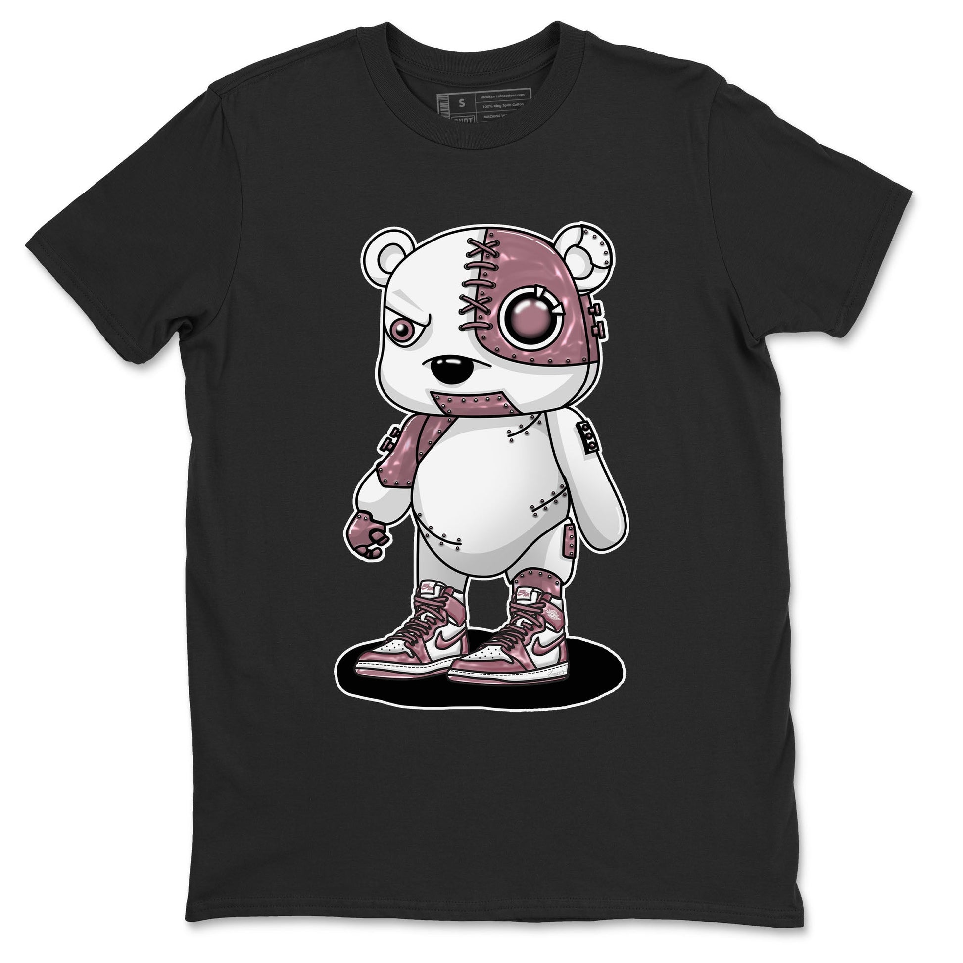 Air Jordan 1 Mauve shirt to match jordans Cyborg Bear sneaker tees AJ1 Mauve SNRT Sneaker Tees Sneaker Matching Clothing Brand Unisex Sneaker Tee Black 2 T-Shirt