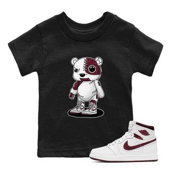 AJ1 Metalic Burgundy shirt to match jordans Cyborg Bear sneaker tees Air Jordan 1 Metalic Burgundy SNRT sneaker release tees baby toddler Black 1 cotton Shirt