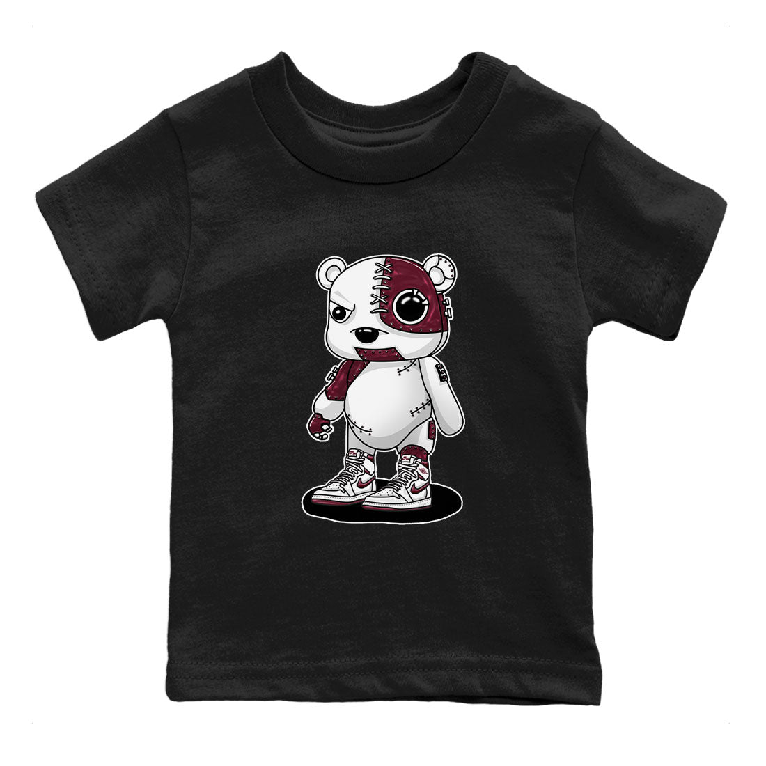 AJ1 Metalic Burgundy shirt to match jordans Cyborg Bear sneaker tees Air Jordan 1 Metalic Burgundy SNRT sneaker release tees baby toddler Black 2 cotton Shirt