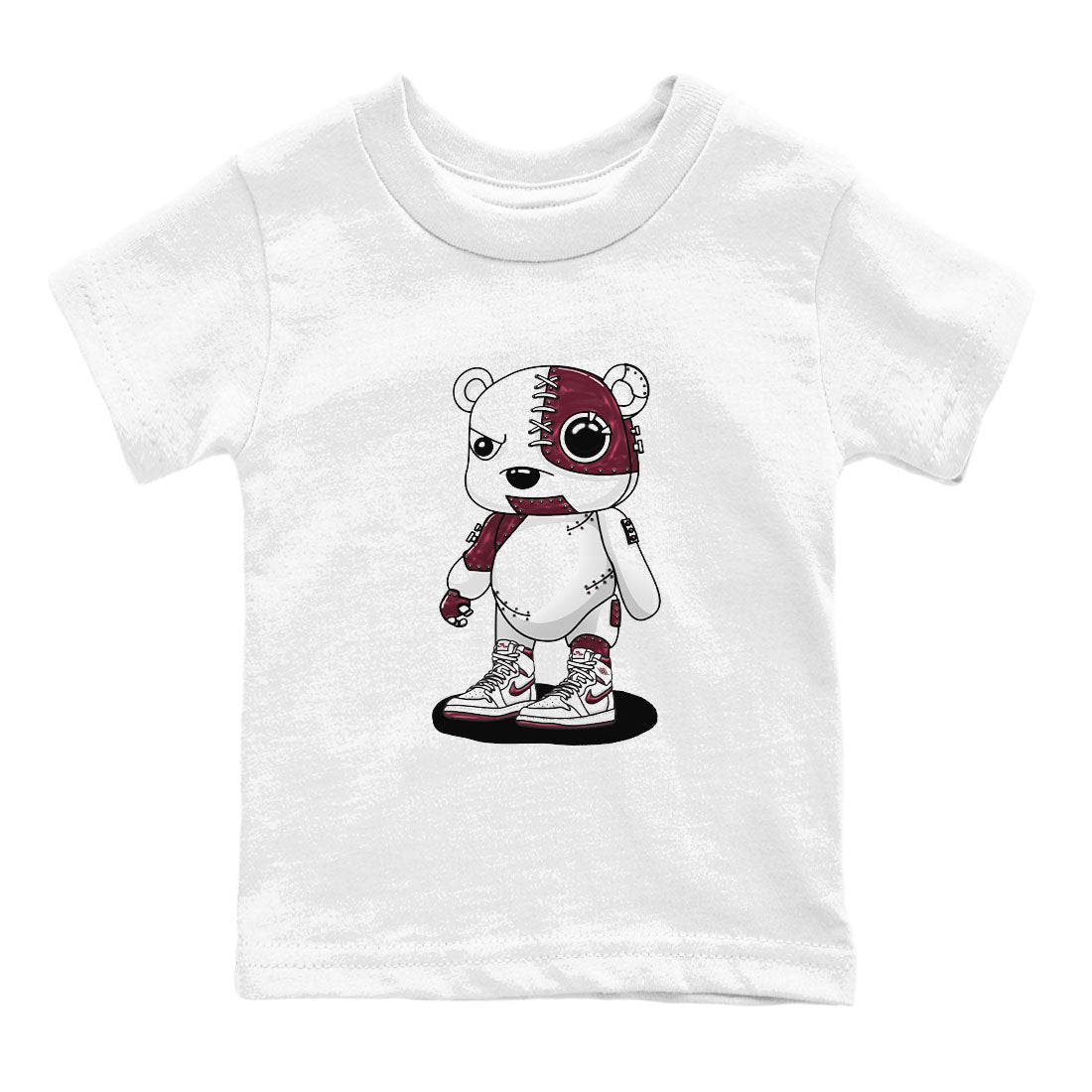AJ1 Metalic Burgundy shirt to match jordans Cyborg Bear sneaker tees Air Jordan 1 Metalic Burgundy SNRT sneaker release tees baby toddler White 2 cotton Shirt