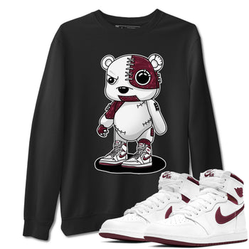 AJ1 Metalic Burgundy shirt to match jordans Cyborg Bear sneaker tees Air Jordan 1 Metalic Burgundy SNRT Sneaker Release Tees unisex cotton Black 1 crew neck shirt
