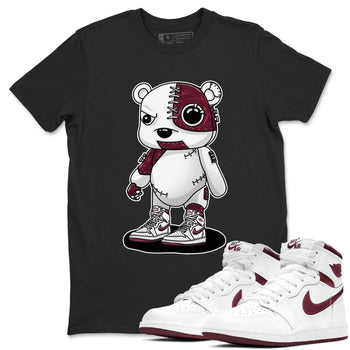 AJ1 Metalic Burgundy shirt to match jordans Cyborg Bear sneaker tees Air Jordan 1 Metalic Burgundy SNRT Sneaker Release Tees unisex cotton Black 1 crew neck shirt