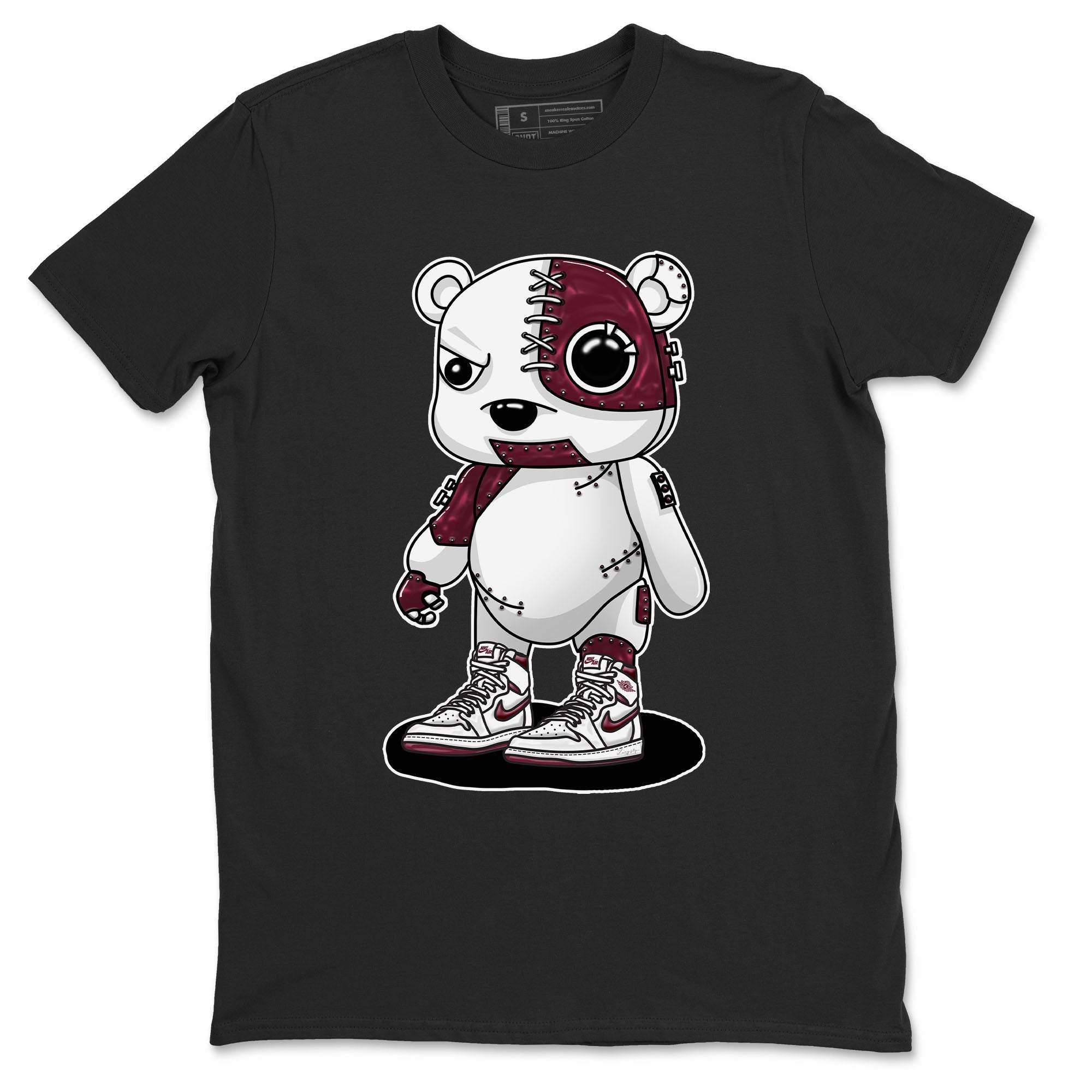 AJ1 Metalic Burgundy shirt to match jordans Cyborg Bear sneaker tees Air Jordan 1 Metalic Burgundy SNRT Sneaker Release Tees unisex cotton Black 2 crew neck shirt