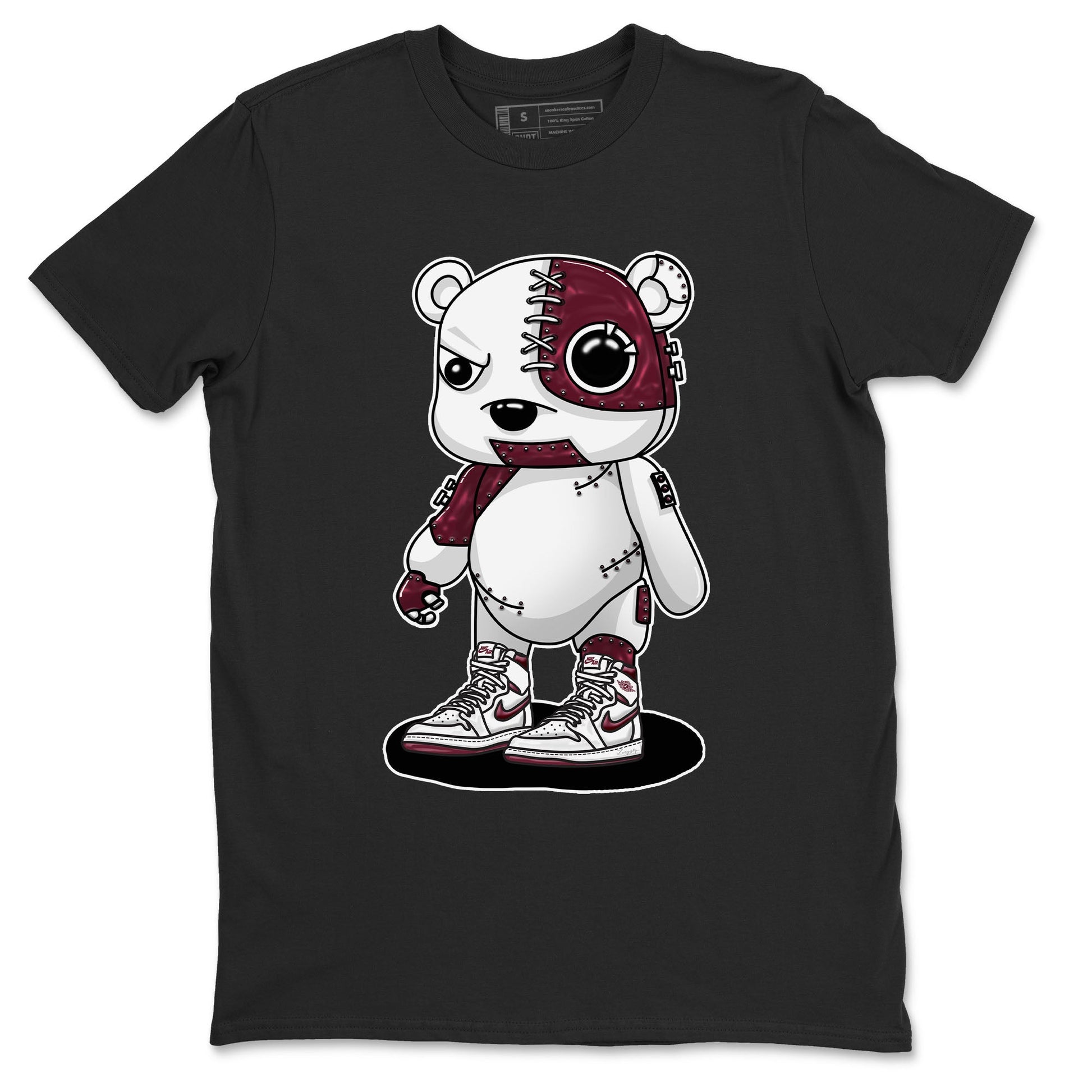 AJ1 Metalic Burgundy shirt to match jordans Cyborg Bear sneaker tees Air Jordan 1 Metalic Burgundy SNRT Sneaker Release Tees unisex cotton Black 2 crew neck shirt