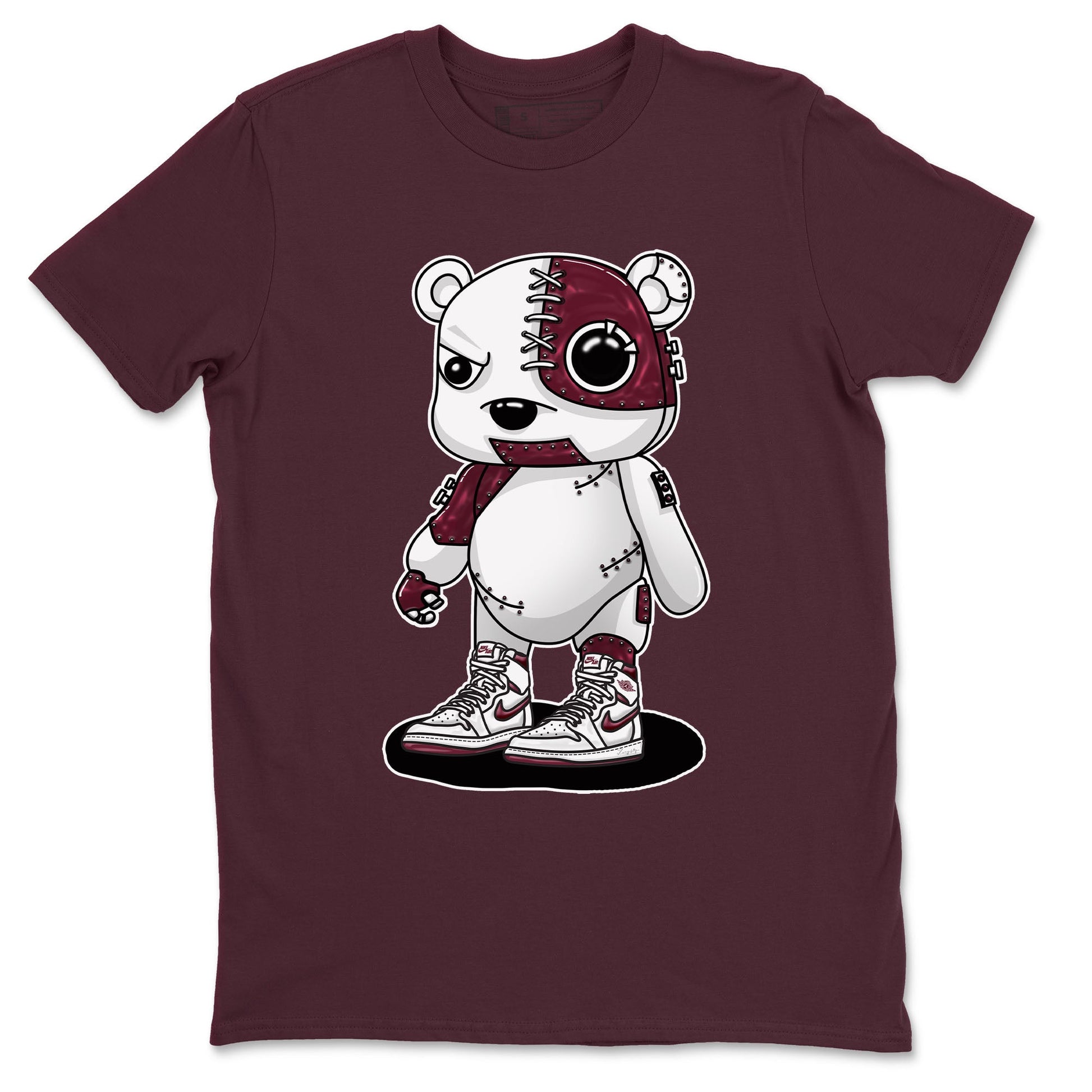 AJ1 Metalic Burgundy shirt to match jordans Cyborg Bear sneaker tees Air Jordan 1 Metalic Burgundy SNRT Sneaker Release Tees unisex cotton Maroon 2 crew neck shirt