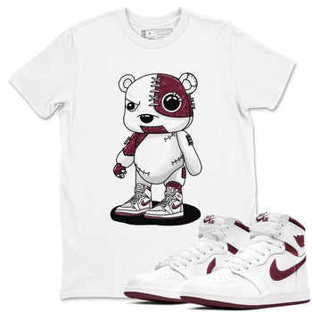 AJ1 Metalic Burgundy shirt to match jordans Cyborg Bear sneaker tees Air Jordan 1 Metalic Burgundy SNRT Sneaker Release Tees unisex cotton White 1 crew neck shirt