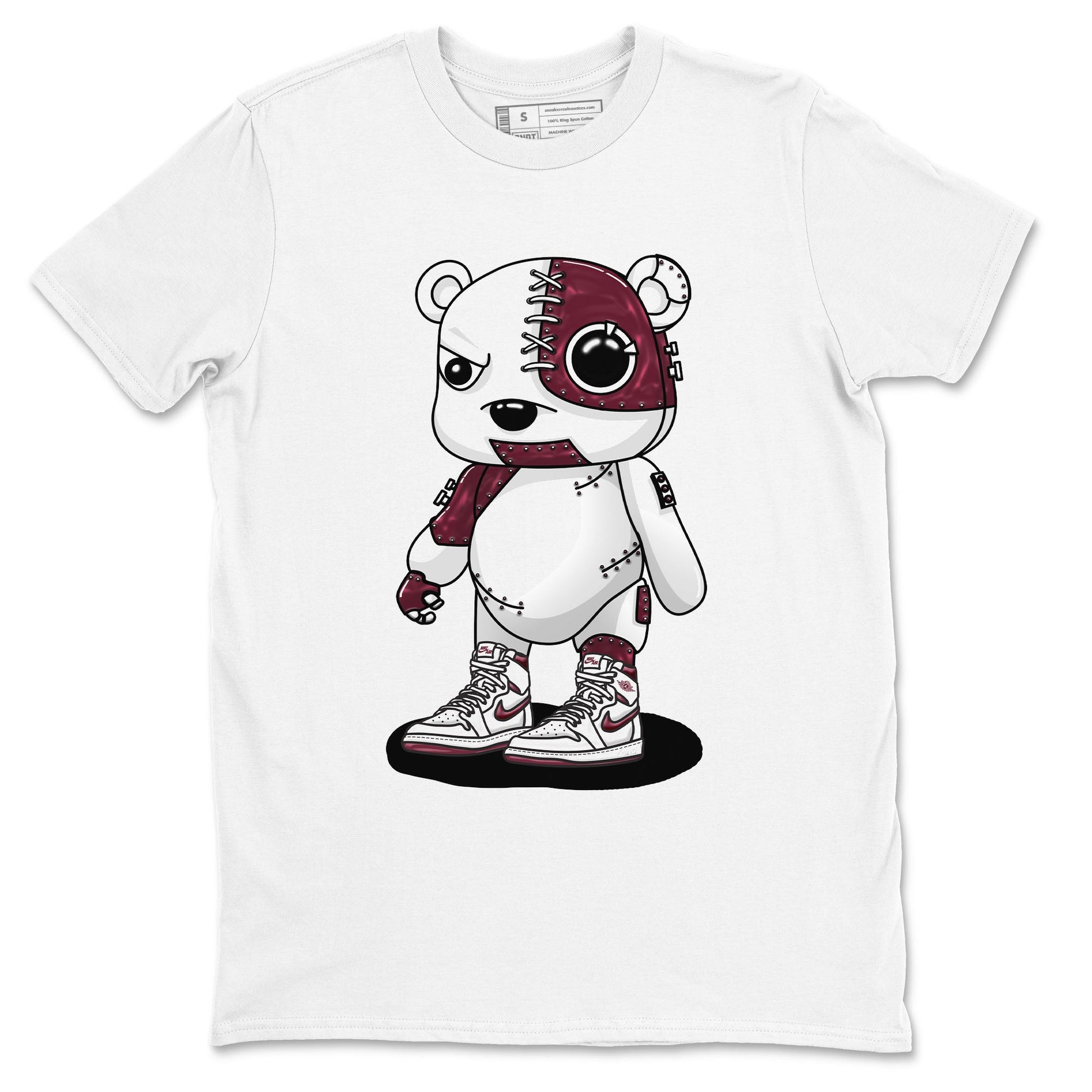 AJ1 Metalic Burgundy shirt to match jordans Cyborg Bear sneaker tees Air Jordan 1 Metalic Burgundy SNRT Sneaker Release Tees unisex cotton White 2 crew neck shirt