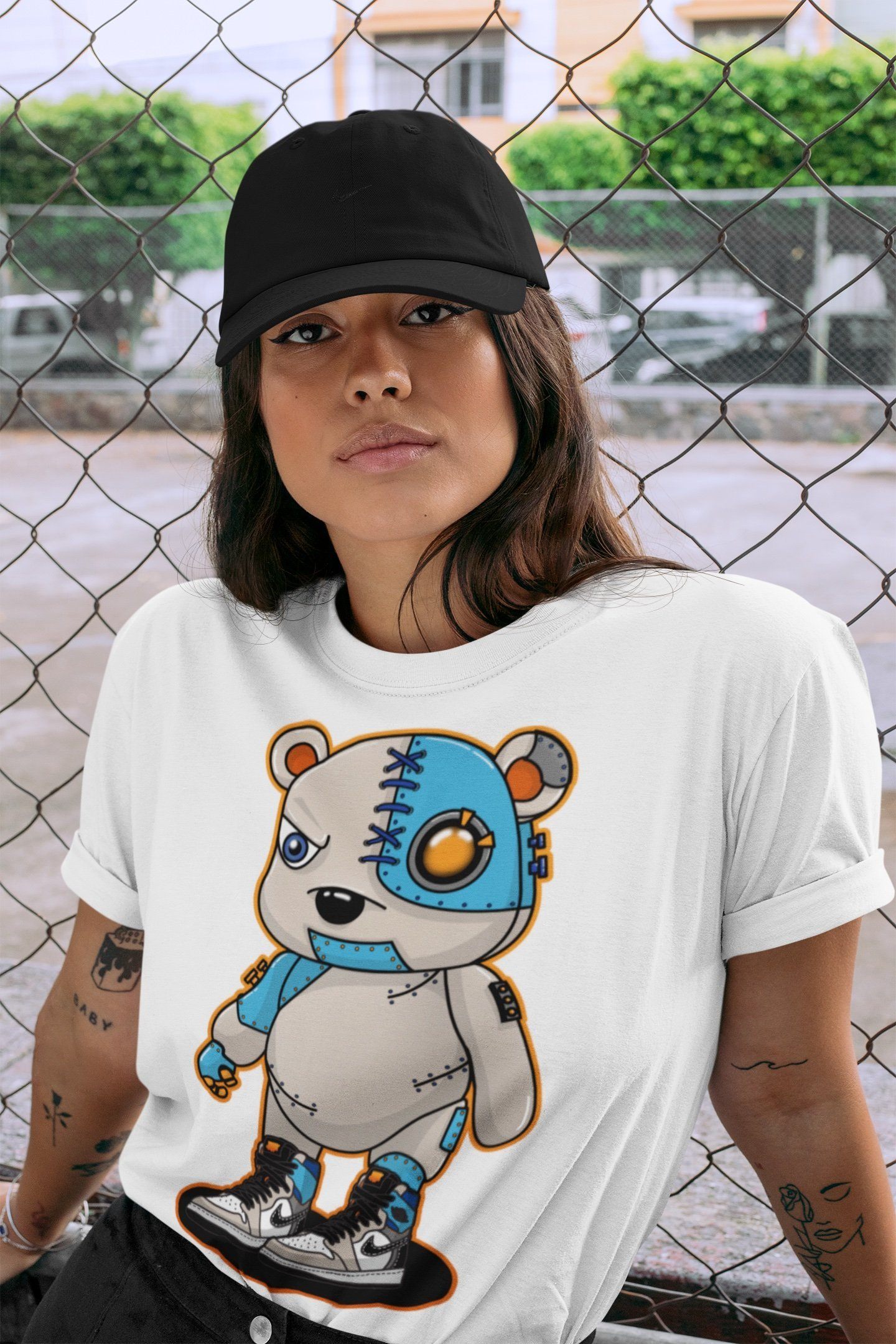 Jordan 1 Prototype Sneaker Match Tees Cyborg Bear Sneaker Tees Jordan 1 Prototype Sneaker Release Tees Unisex Shirts