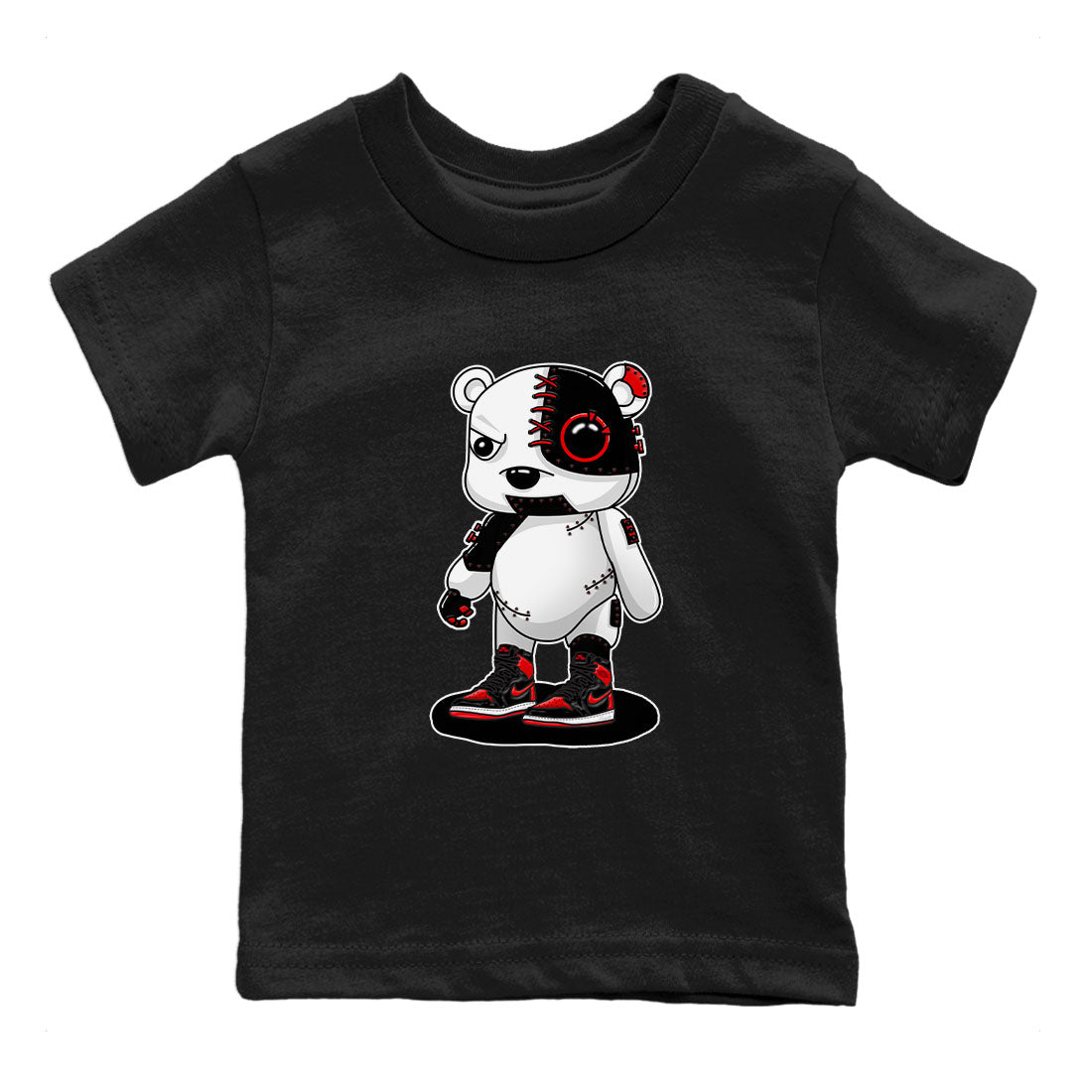 Air Jordan 1 Satin Bred shirt to match jordans Cyborg Bear sneaker tees AJ1 Retro Satin Bred SNRT Sneaker Tees Sneaker Matching Clothing Brand Baby Toddler Black 2 T-Shirt