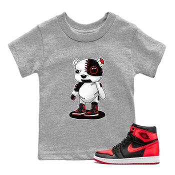 Air Jordan 1 Satin Bred shirt to match jordans Cyborg Bear sneaker tees AJ1 Retro Satin Bred SNRT Sneaker Tees Sneaker Matching Clothing Brand Baby Toddler Heather Grey 1 T-Shirt