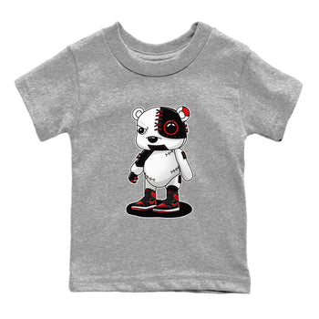 Air Jordan 1 Satin Bred shirt to match jordans Cyborg Bear sneaker tees AJ1 Retro Satin Bred SNRT Sneaker Tees Sneaker Matching Clothing Brand Baby Toddler Heather Grey 2 T-Shirt