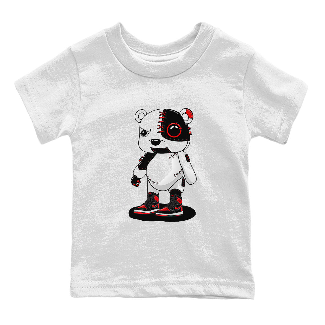Air Jordan 1 Satin Bred shirt to match jordans Cyborg Bear sneaker tees AJ1 Retro Satin Bred SNRT Sneaker Tees Sneaker Matching Clothing Brand Baby Toddler White 2 T-Shirt