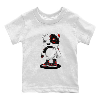 Air Jordan 1 Satin Bred shirt to match jordans Cyborg Bear sneaker tees AJ1 Retro Satin Bred SNRT Sneaker Tees Sneaker Matching Clothing Brand Baby Toddler White 2 T-Shirt