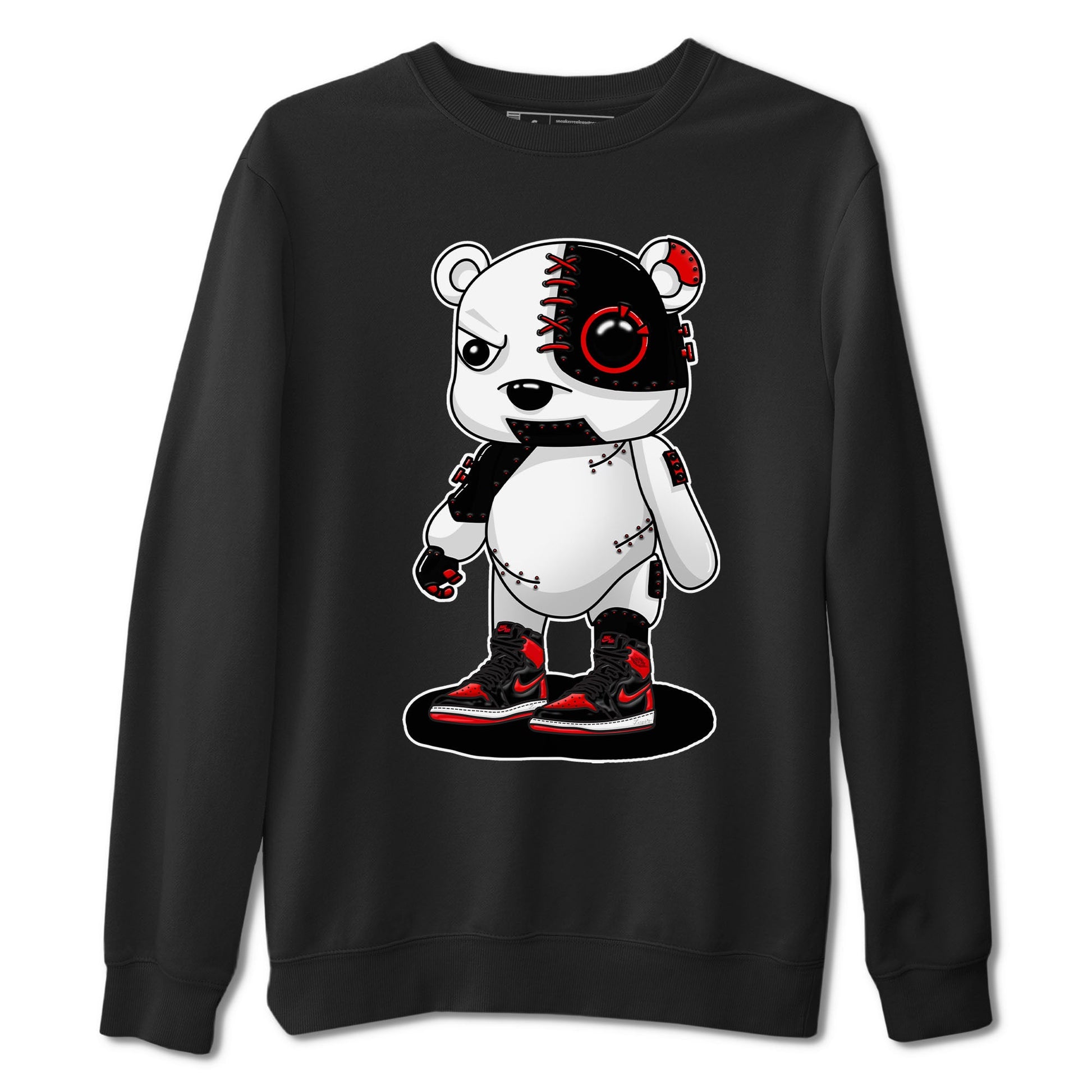 Air Jordan 1 Satin Bred shirt to match jordans Cyborg Bear sneaker tees AJ1 Retro Satin Bred SNRT Sneaker Tees Sneaker Matching Clothing Brand Unisex Sneaker Tee Black 2 T-Shirt