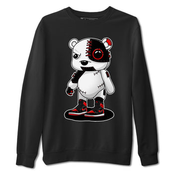 Air Jordan 1 Satin Bred shirt to match jordans Cyborg Bear sneaker tees AJ1 Retro Satin Bred SNRT Sneaker Tees Sneaker Matching Clothing Brand Unisex Sneaker Tee Black 2 T-Shirt