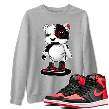 Air Jordan 1 Satin Bred shirt to match jordans Cyborg Bear sneaker tees AJ1 Retro Satin Bred SNRT Sneaker Tees Sneaker Matching Clothing Brand Unisex Sneaker Tee Heather Grey 1 T-Shirt