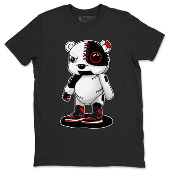 Air Jordan 1 Satin Bred shirt to match jordans Cyborg Bear sneaker tees AJ1 Retro Satin Bred SNRT Sneaker Tees Sneaker Matching Clothing Brand Unisex Sneaker Tee Black 2 T-Shirt
