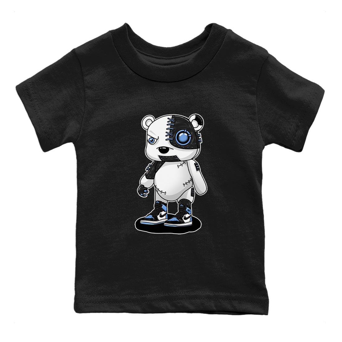 Air Jordan 1 Retro High OG University Blue shirt to match jordans Cyborg Bear sneaker tees Air Jordan 1 UNC Toe SNRT Sneaker Release Tees Baby Toddler Black 2 T-Shirt