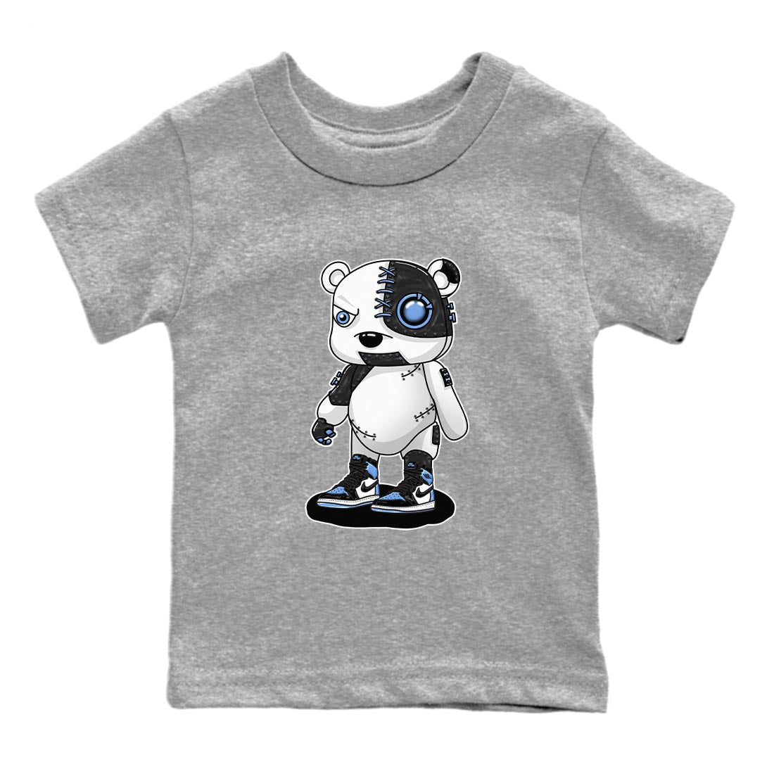 Air Jordan 1 Retro High OG University Blue shirt to match jordans Cyborg Bear sneaker tees Air Jordan 1 UNC Toe SNRT Sneaker Release Tees Baby Toddler Heather Grey 2 T-Shirt