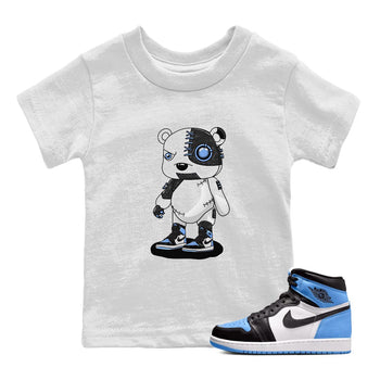 Air Jordan 1 Retro High OG University Blue shirt to match jordans Cyborg Bear sneaker tees Air Jordan 1 UNC Toe SNRT Sneaker Release Tees Baby Toddler White 1 T-Shirt