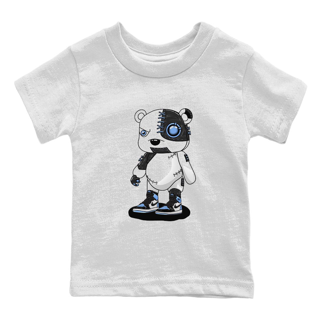 Air Jordan 1 Retro High OG University Blue shirt to match jordans Cyborg Bear sneaker tees Air Jordan 1 UNC Toe SNRT Sneaker Release Tees Baby Toddler White 2 T-Shirt