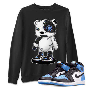 Air Jordan 1 Retro High OG University Blue shirt to match jordans Cyborg Bear sneaker tees Air Jordan 1 UNC Toe SNRT Sneaker Release Tees Unisex Black 1 T-Shirt