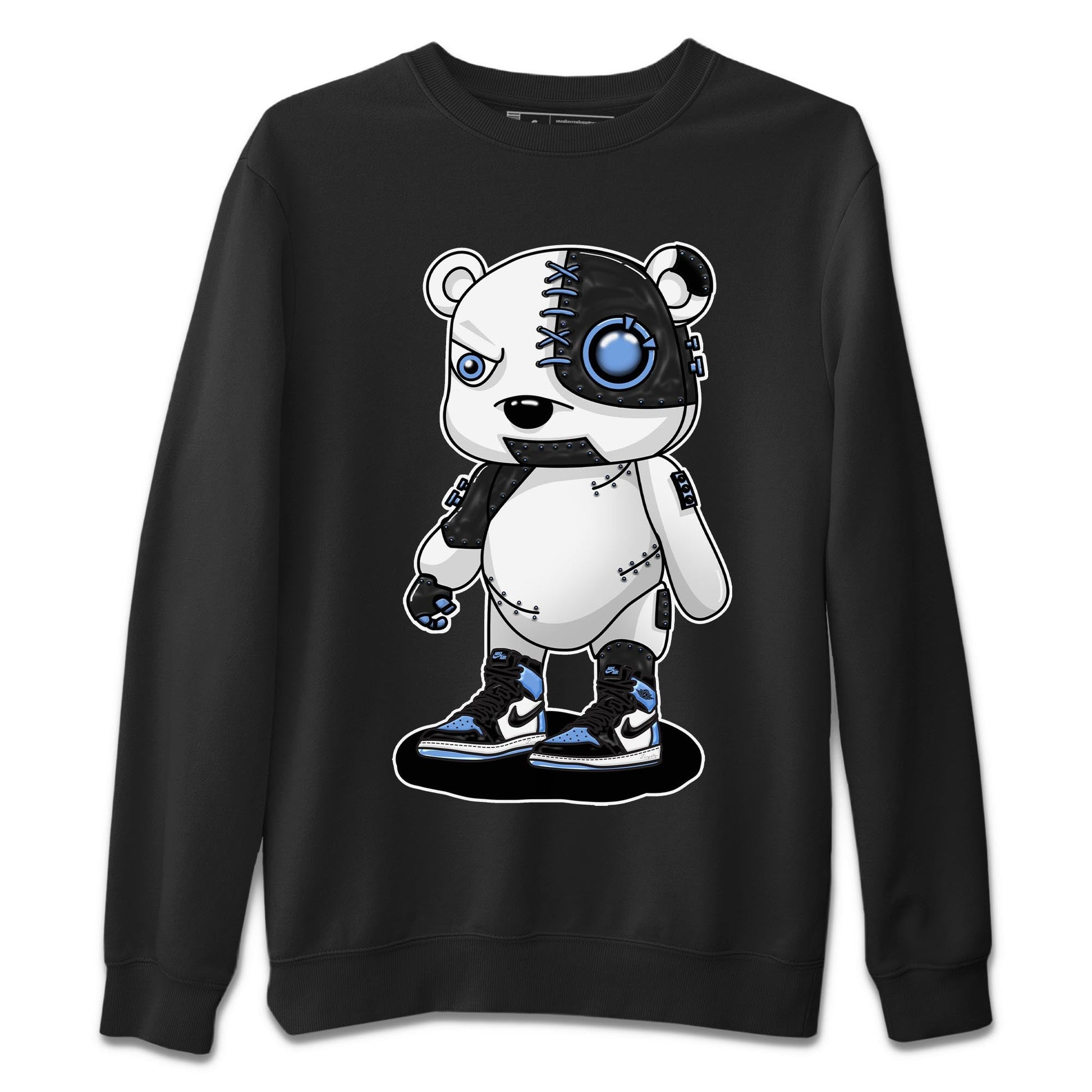 Air Jordan 1 Retro High OG University Blue shirt to match jordans Cyborg Bear sneaker tees Air Jordan 1 UNC Toe SNRT Sneaker Release Tees Unisex Black 2 T-Shirt