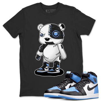 Air Jordan 1 Retro High OG University Blue shirt to match jordans Cyborg Bear sneaker tees Air Jordan 1 UNC Toe SNRT Sneaker Release Tees Unisex Black 1 T-Shirt