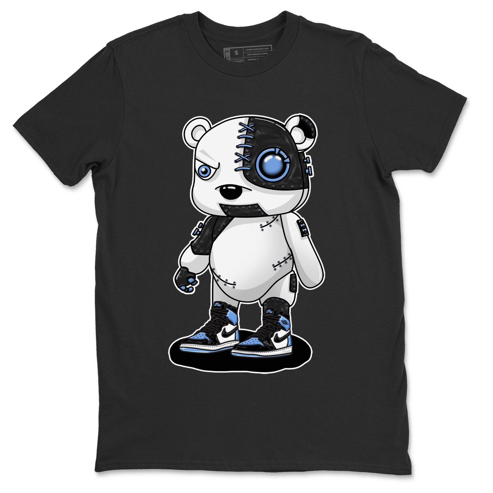 Air Jordan 1 Retro High OG University Blue shirt to match jordans Cyborg Bear sneaker tees Air Jordan 1 UNC Toe SNRT Sneaker Release Tees Unisex Black 2 T-Shirt
