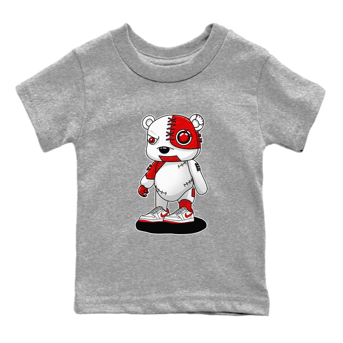 1s Low University Red shirt to match jordans Cyborg Bear sneaker tees Air Jordan 1 University Red SNRT Sneaker Tees Sneaker Matching Clothing Brand Baby Toddler Heather Grey 2 T-Shirt