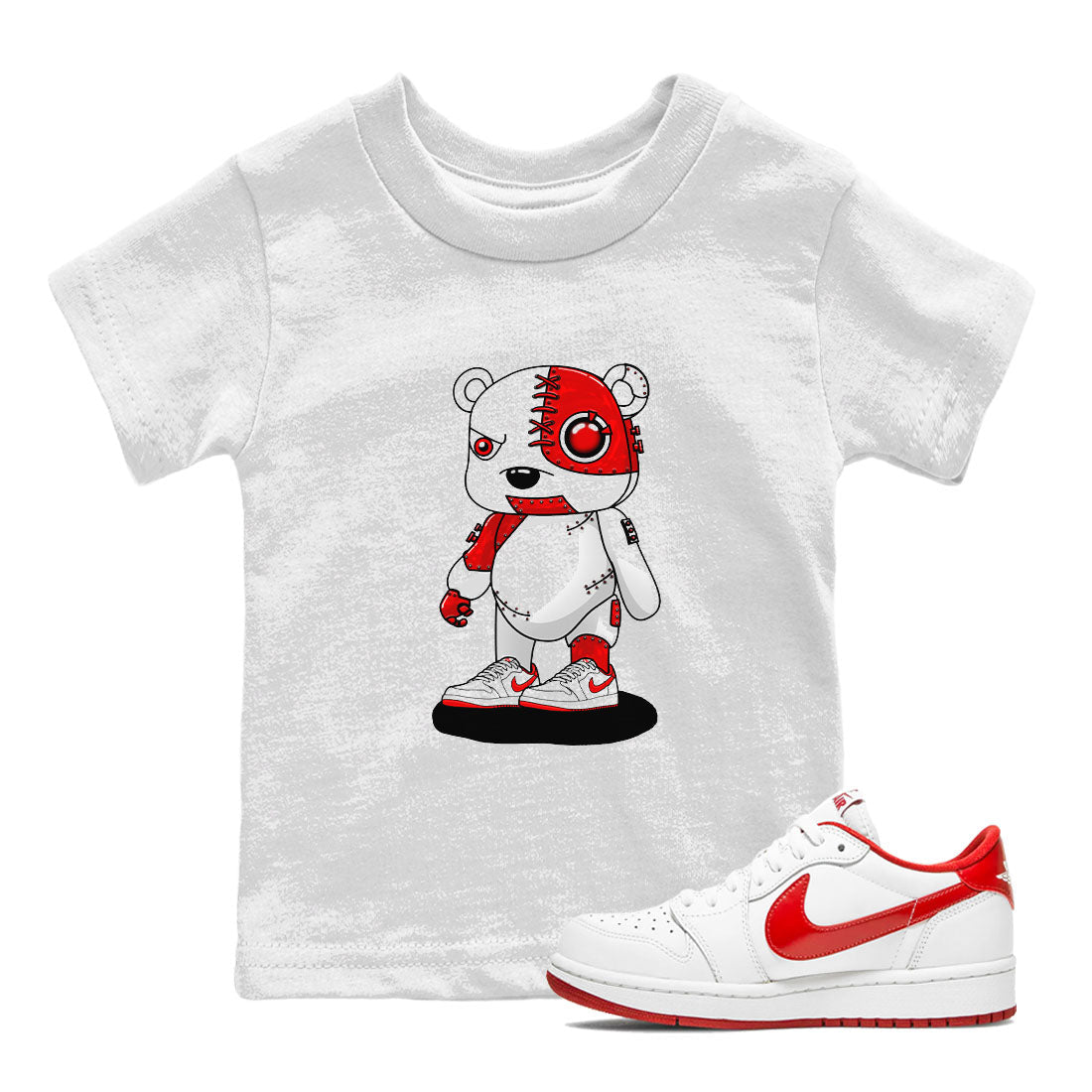 1s Low University Red shirt to match jordans Cyborg Bear sneaker tees Air Jordan 1 University Red SNRT Sneaker Tees Sneaker Matching Clothing Brand Baby Toddler White 1 T-Shirt