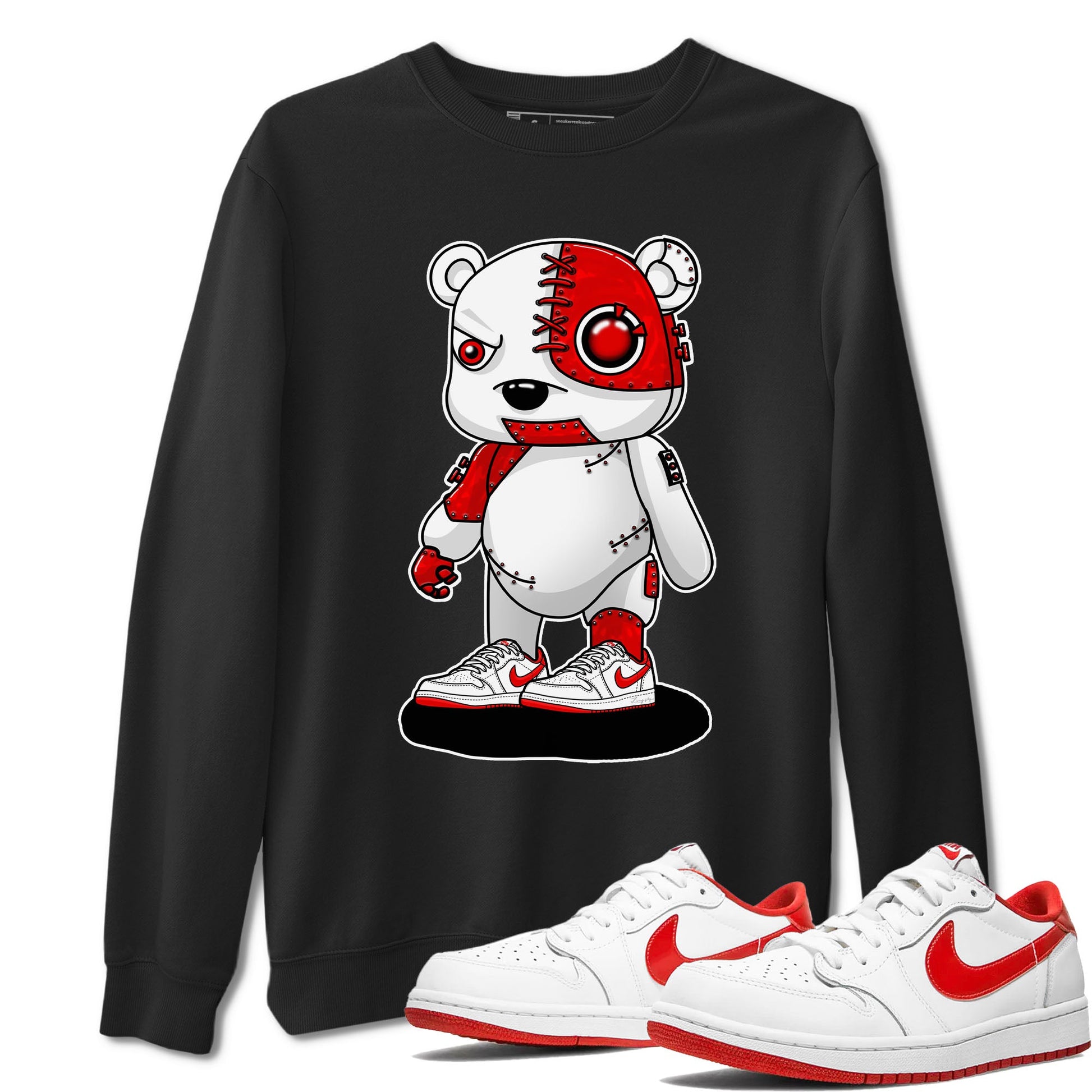 1s Low University Red shirt to match jordans Cyborg Bear sneaker tees Air Jordan 1 University Red SNRT Sneaker Tees Sneaker Matching Clothing Brand Unisex Sneaker Tee Black 1 T-Shirt