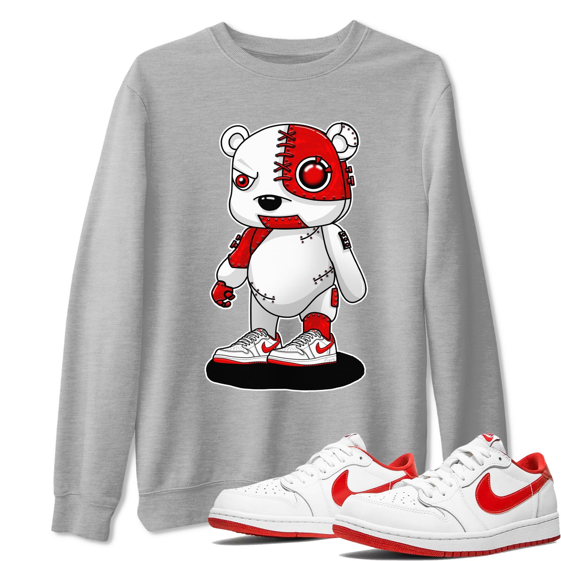 1s Low University Red shirt to match jordans Cyborg Bear sneaker tees Air Jordan 1 University Red SNRT Sneaker Tees Sneaker Matching Clothing Brand Unisex Sneaker Tee Heather Grey 1 T-Shirt