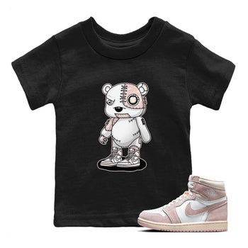 Air Jordan 1 Washed Pink Sneaker Match Tees Cyborg Bear Sneaker Tees AJ1 Washed Pink Sneaker Release Tees Kids Shirts Black 1