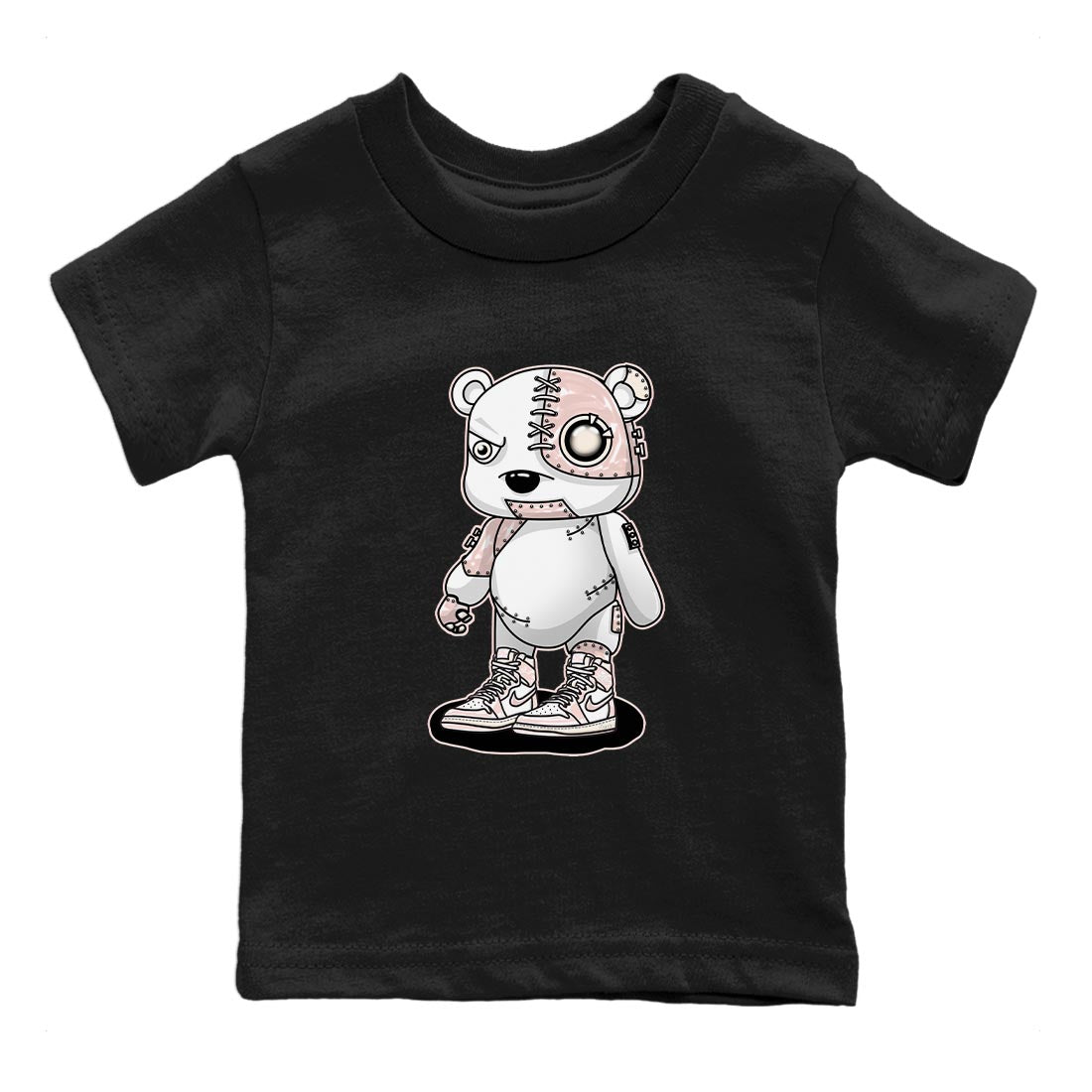 Air Jordan 1 Washed Pink Sneaker Match Tees Cyborg Bear Sneaker Tees AJ1 Washed Pink Sneaker Release Tees Kids Shirts Black 2