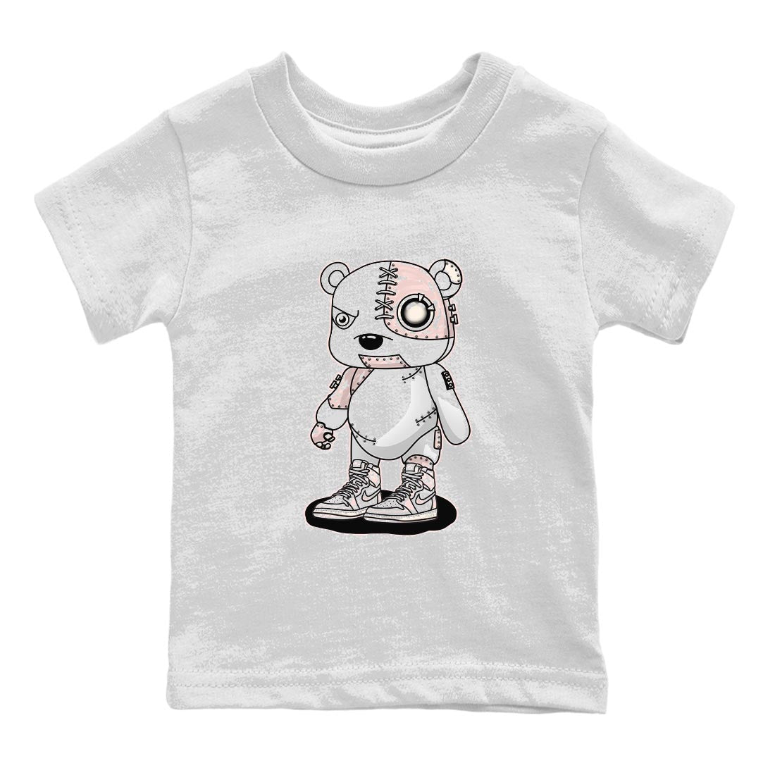 Air Jordan 1 Washed Pink Sneaker Match Tees Cyborg Bear Sneaker Tees AJ1 Washed Pink Sneaker Release Tees Kids Shirts White 2