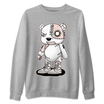 Air Jordan 1 Washed Pink Sneaker Match Tees Cyborg Bear Sneaker Tees AJ1 Washed Pink Sneaker Release Tees Unisex Shirts Heather Grey 2