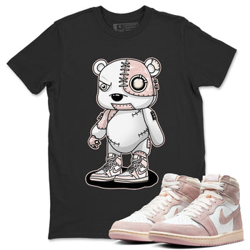 Air Jordan 1 Washed Pink Sneaker Match Tees Cyborg Bear Sneaker Tees AJ1 Washed Pink Sneaker Release Tees Unisex Shirts Black 1