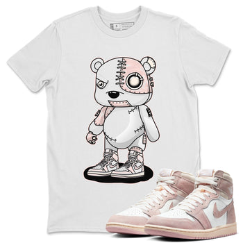 Air Jordan 1 Washed Pink Sneaker Match Tees Cyborg Bear Sneaker Tees AJ1 Washed Pink Sneaker Release Tees Unisex Shirts White 1