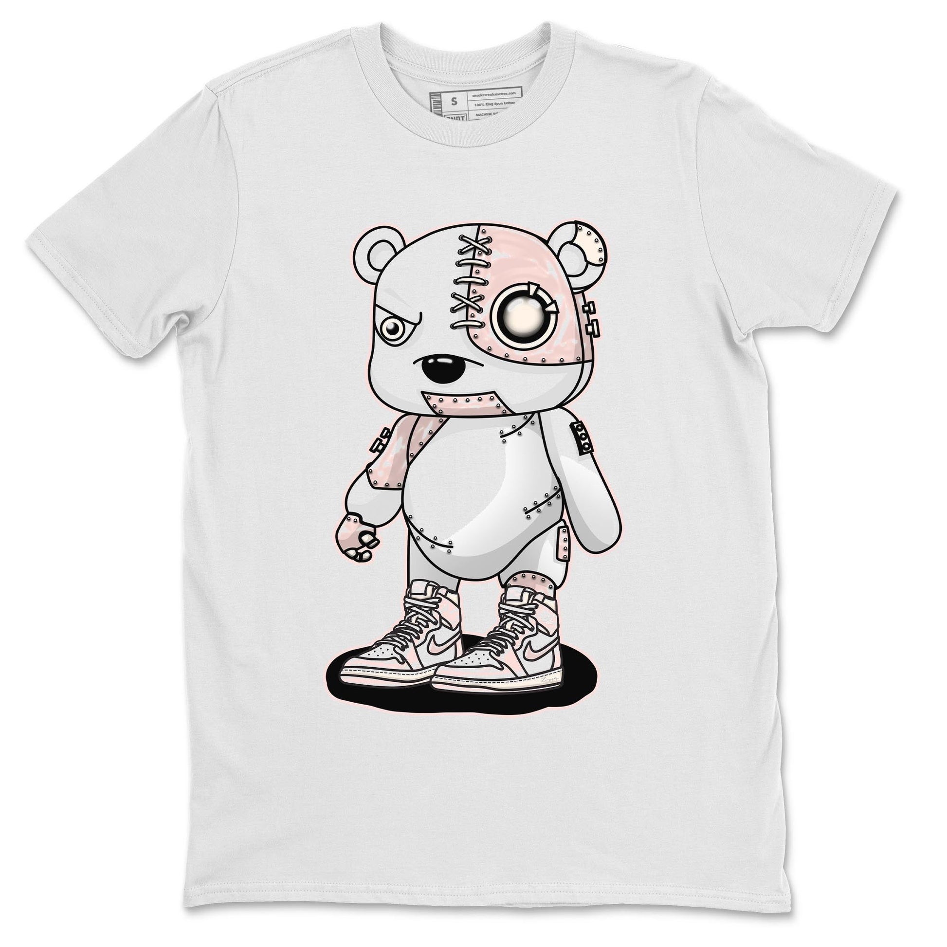 Air Jordan 1 Washed Pink Sneaker Match Tees Cyborg Bear Sneaker Tees AJ1 Washed Pink Sneaker Release Tees Unisex Shirts White 2