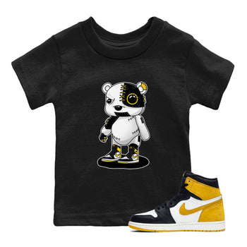 1s Yellow Ochre shirt to match jordans Cyborg Bear sneaker tees Air Jordan 1 High OG Yellow Ochre SNRT sneaker release tees baby toddler Black 1 cotton Shirt