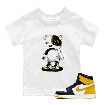 1s Yellow Ochre shirt to match jordans Cyborg Bear sneaker tees Air Jordan 1 High OG Yellow Ochre SNRT sneaker release tees baby toddler White 1 cotton Shirt