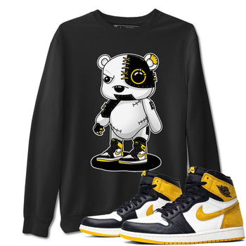 1s Yellow Ochre shirt to match jordans Cyborg Bear sneaker tees Air Jordan 1 High OG Yellow Ochre SNRT Sneaker Release Tees unisex cotton Black 1 crew neck shirt