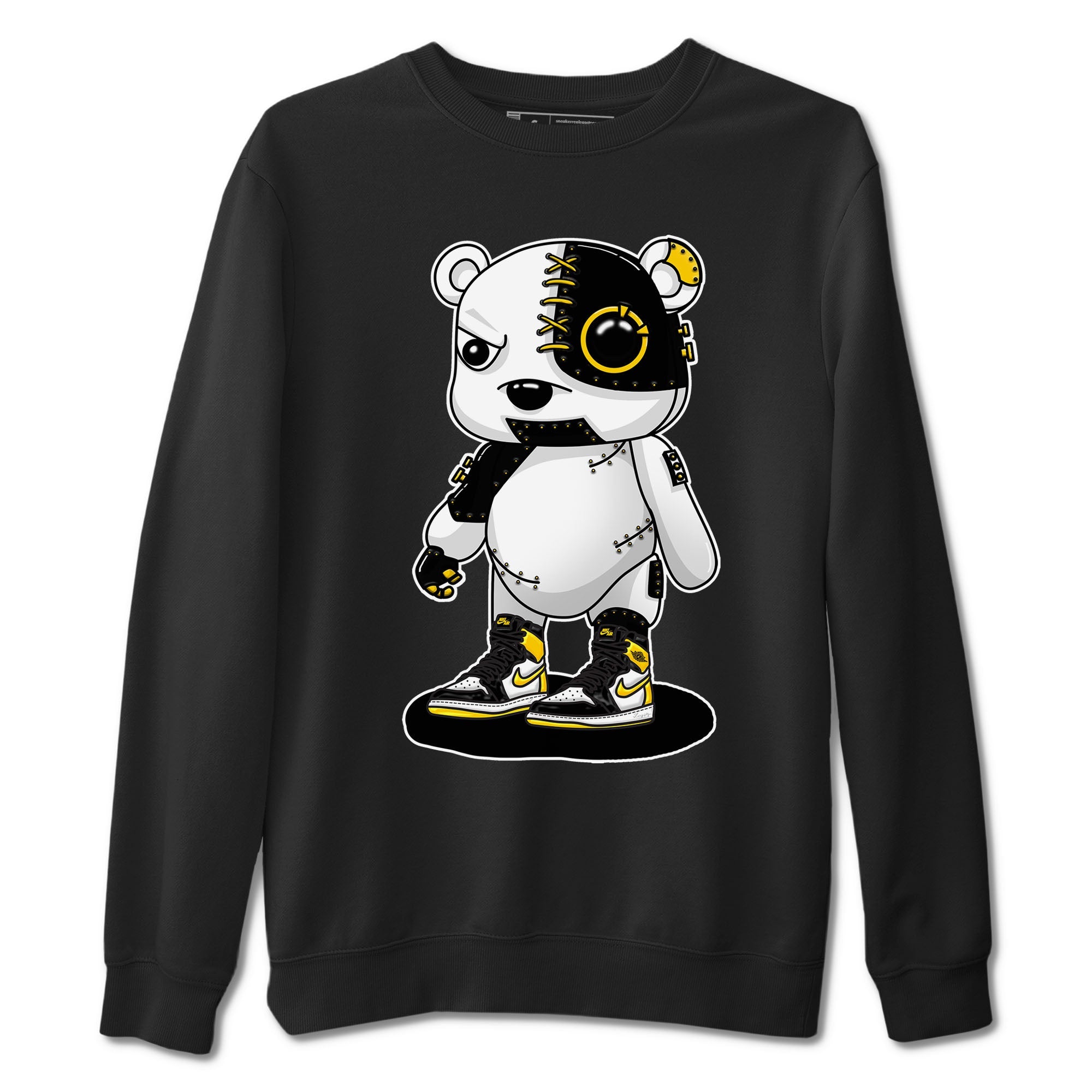 1s Yellow Ochre shirt to match jordans Cyborg Bear sneaker tees Air Jordan 1 High OG Yellow Ochre SNRT Sneaker Release Tees unisex cotton Black 2 crew neck shirt