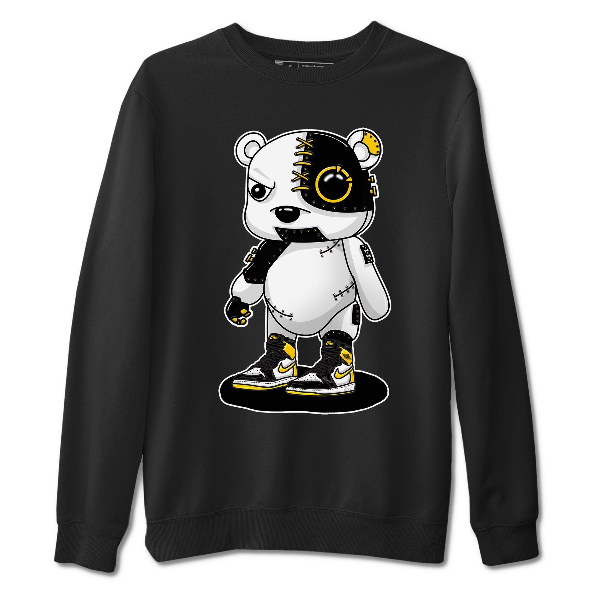 1s Yellow Ochre shirt to match jordans Cyborg Bear sneaker tees Air Jordan 1 High OG Yellow Ochre SNRT Sneaker Release Tees unisex cotton Black 2 crew neck shirt